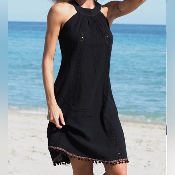 Cotton Natural Cosmopolitan Black Line Dress Small/Medium Coverup NWT READ - Picture 4 of 12